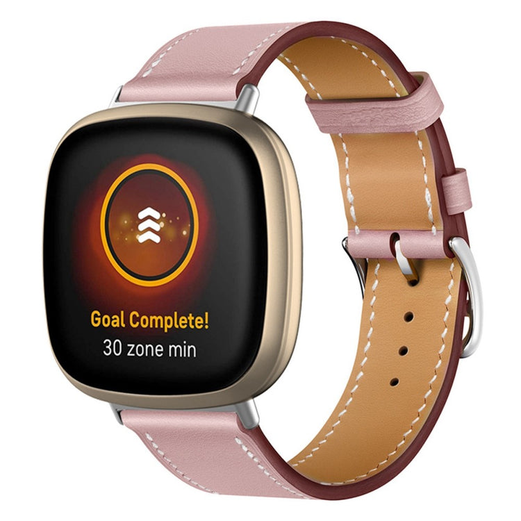 Rigtigt slidstærk Universal Fitbit Ægte læder Rem - Pink#serie_5