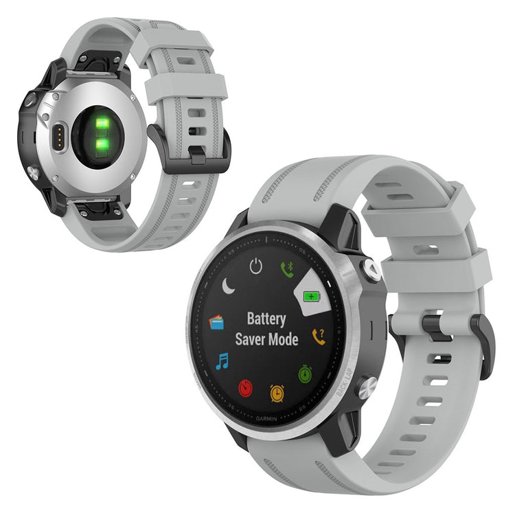 Rigtigt sejt Garmin Fenix 6S Silikone Rem - Sølv#serie_5