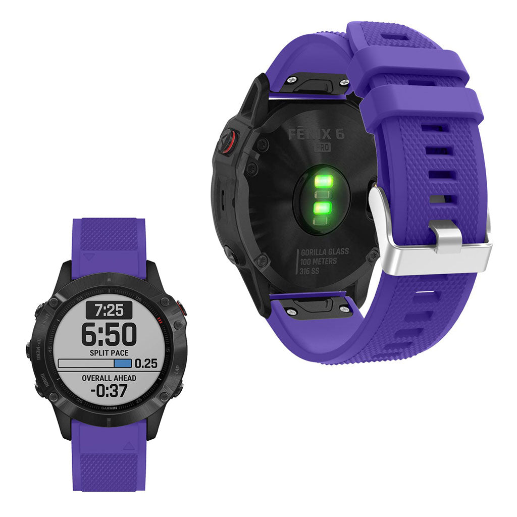 Vildt pænt Garmin Fenix 6 Silikone Rem - Lilla#serie_3