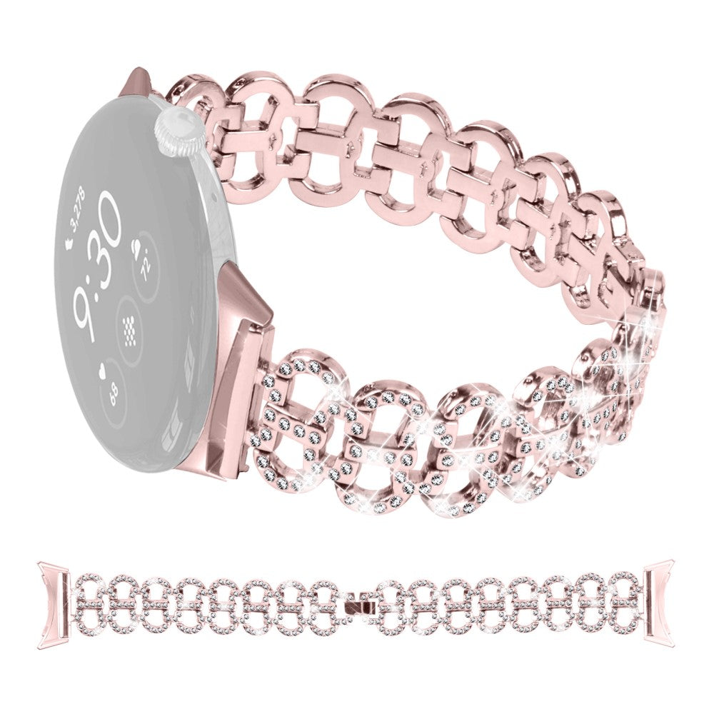 Google Pixel Watch / Pixel Watch 2 Alloy Strap Rhinestones Decor Gourd Shape Watch band  - Pink#serie_039