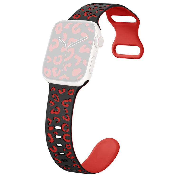 Apple Watch Series 49mm - 45mm - 44mm - 42mm Leopard Silicone Strap - Black+Red#serie_3