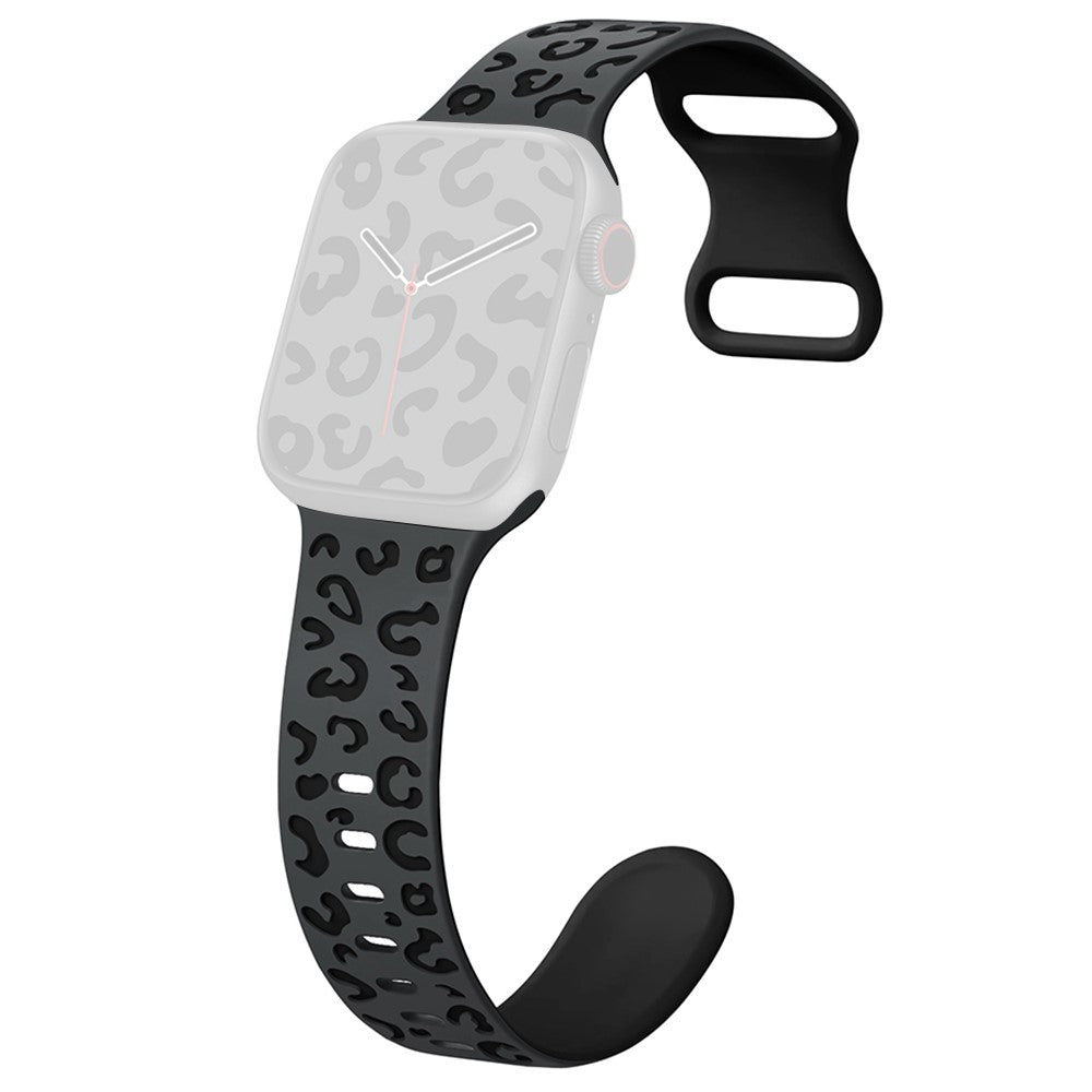 Apple Watch Series 41mm - 40mm - 38mm Leopard Silicone Strap - Coal Black+Black#serie_12