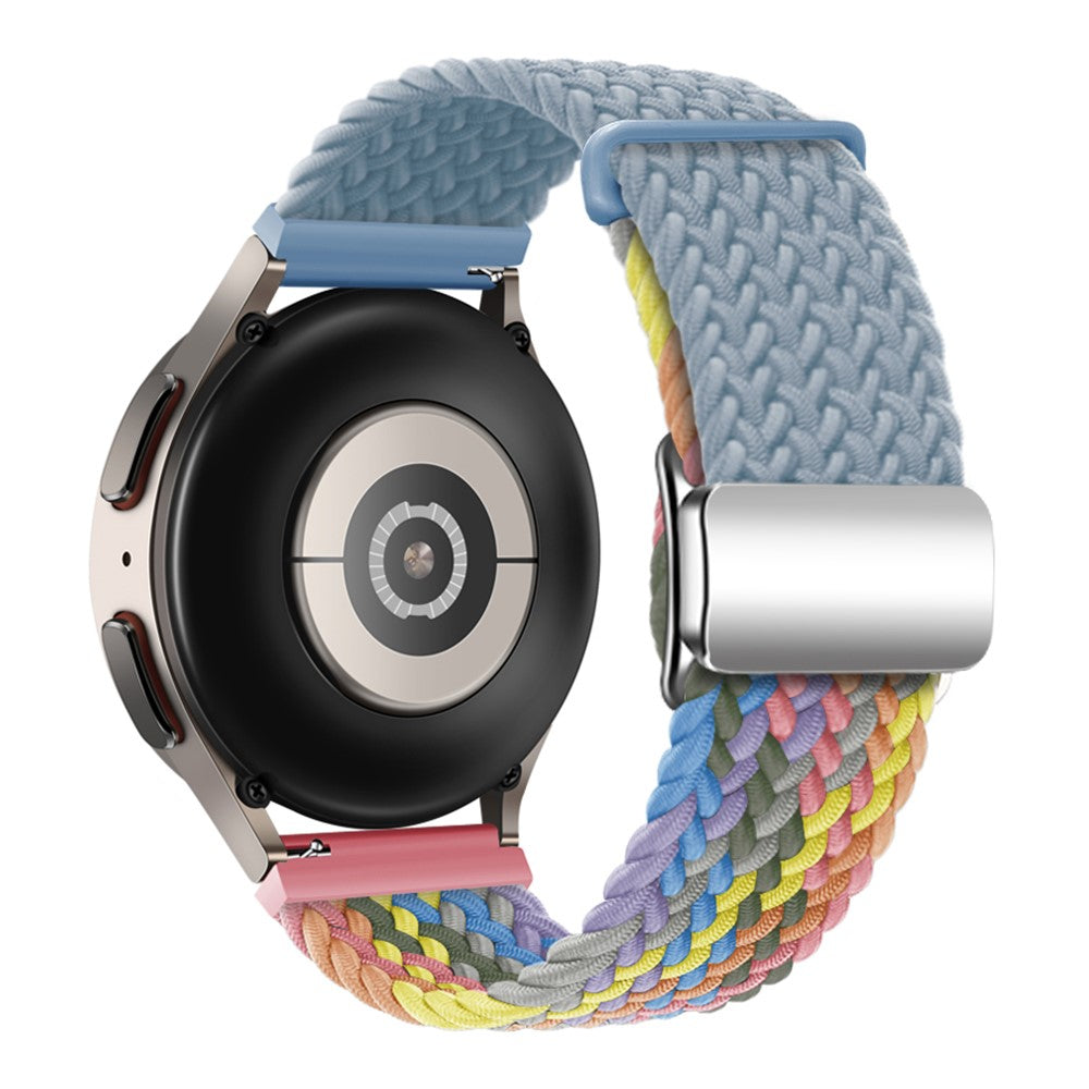 Universal 22mm Woven Watch Strap Silver Magnetic Buckle Replacement Wrist Band - Rock Cyan+Colorful#serie_25