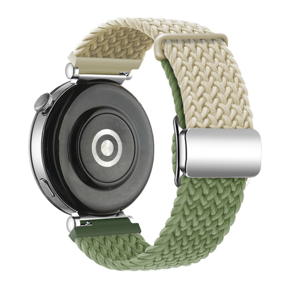 Huawei Watch GT 4 41mm Universal 18mm Watch Strap Woven Wrist Band with Silver Magnetic Buckle - Starlight+Green#serie_22