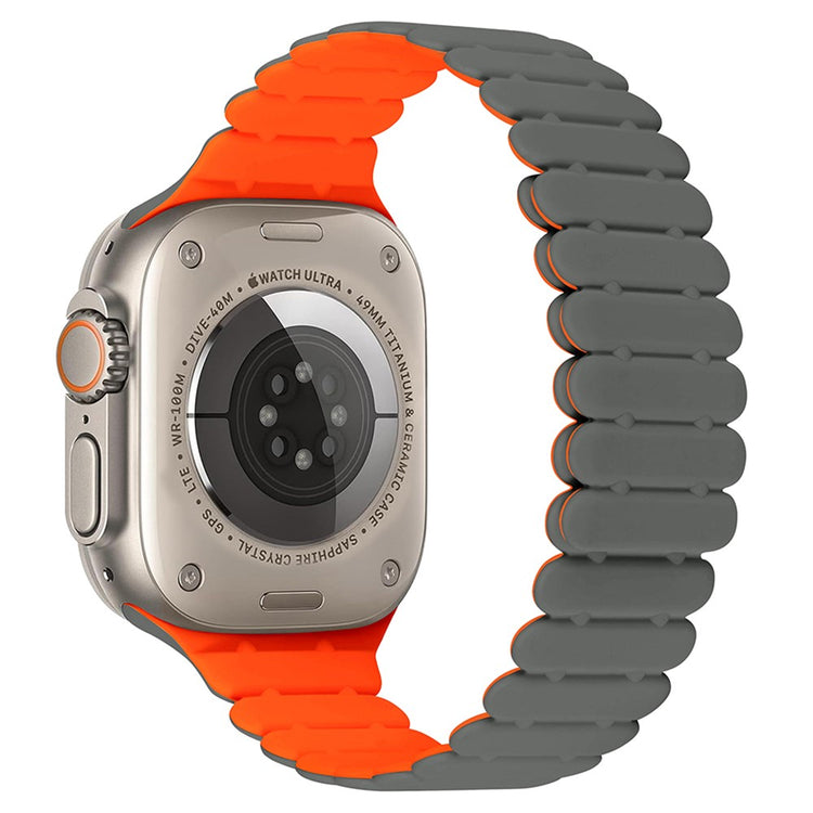 Apple Watch Series 7 8 9 41mm / 6 5 4 SE (2023) SE (2022) SE 40mm / 3 2 1 38mm Bamboo Joint Silicone Strap - Grey+Orange#serie_3