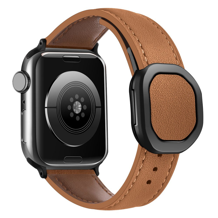 Genuine Cow Leather Strap Apple Watch Series 41mm - 40mm - 38mm Magnetic Buckle Wrist Band - Brown#serie_5