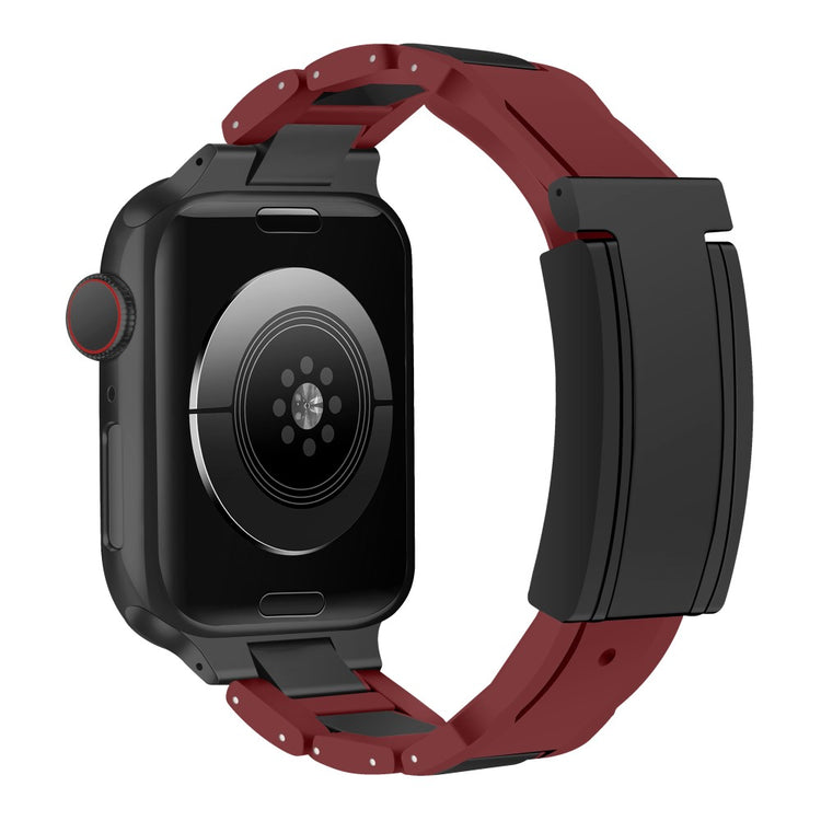 Apple Watch Series 41mm - 40mm - 38mm Stainless Steel+Rubber Strap - Wine Red+Black Buckle#serie_3