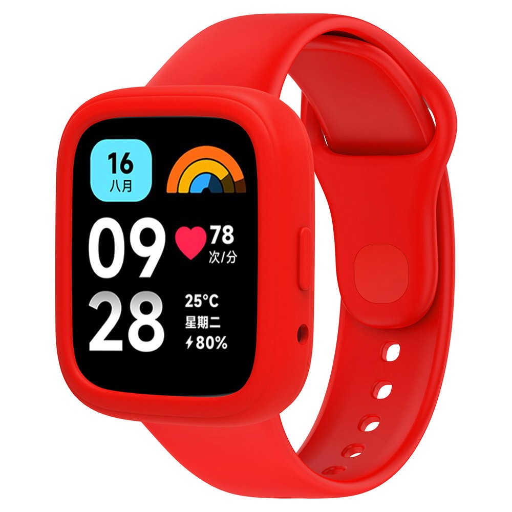 Xiaomi Redmi Watch 3 Active Silicone Strap Replacement Wrist Band with Watch Case - Red#serie_6