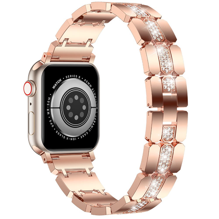 Apple Watch Series 41mm - 40mm - 38mm Stylish Rhinestones Decor Zinc Alloy Watch Band - Rose Gold#serie_2