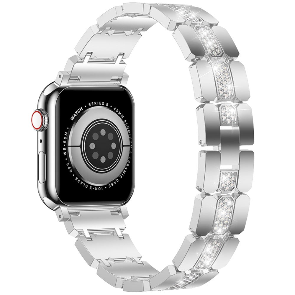 Apple Watch Series 41mm - 40mm - 38mm Stylish Rhinestones Decor Zinc Alloy Watch Band - Silver#serie_6