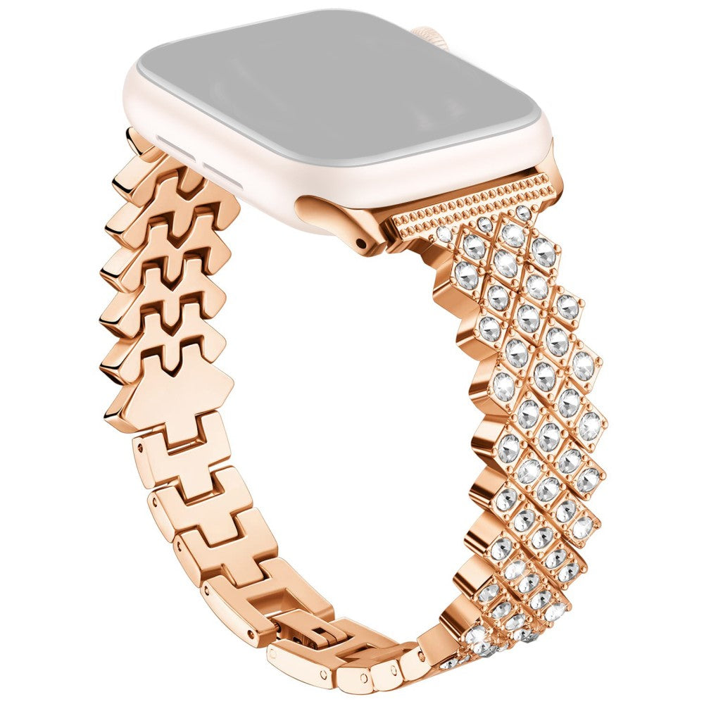 Apple Watch Series 49mm - 45mm - 44mm - 42mm Rhinestones Decor Zinc Alloy Wrist Strap - Rose Gold#serie_3