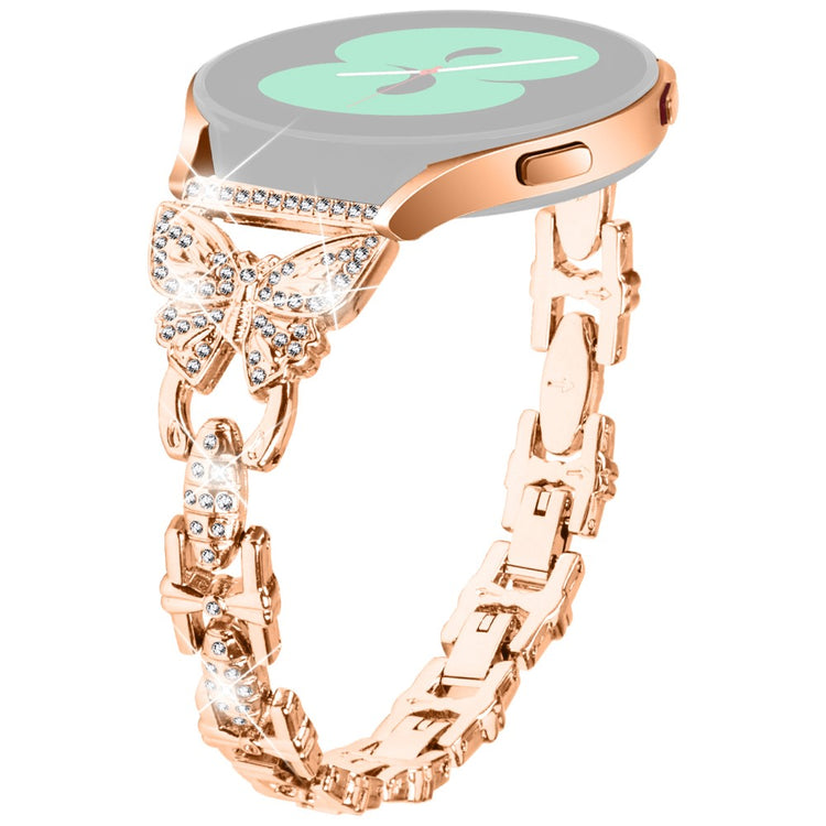 Samsung Galaxy Watch FE 40mm Butterfly Bling Rhinestone Decor Watch Band Metal Bracelet - Rose Gold#serie_3