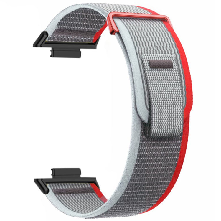 Huawei Watch Fit 3 Nylon Watch Band Adjustable Loop Fastener Strap - Red+Grey#serie_5