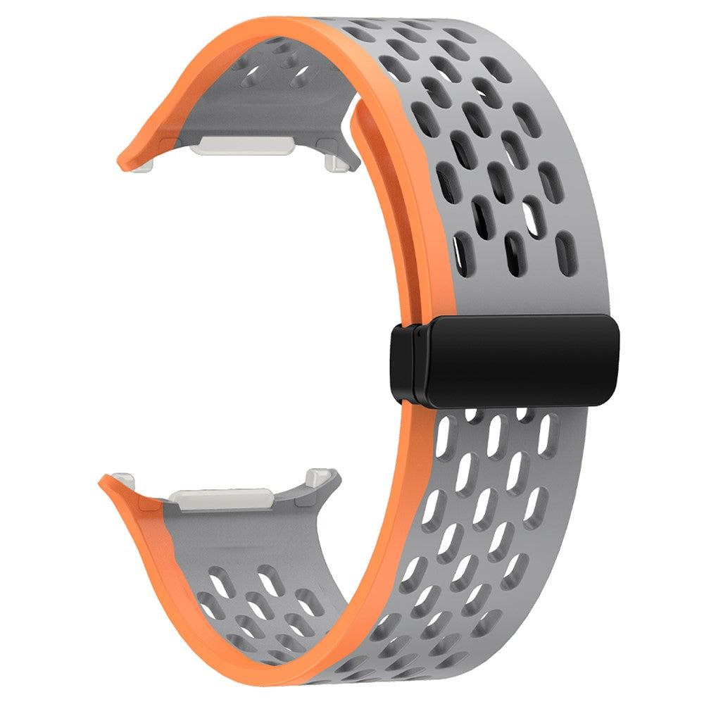 KALEBOL Samsung Galaxy Watch Ultra 47mm Silicone Band Magnetic Replacement Strap - Grey+Orange#serie_6