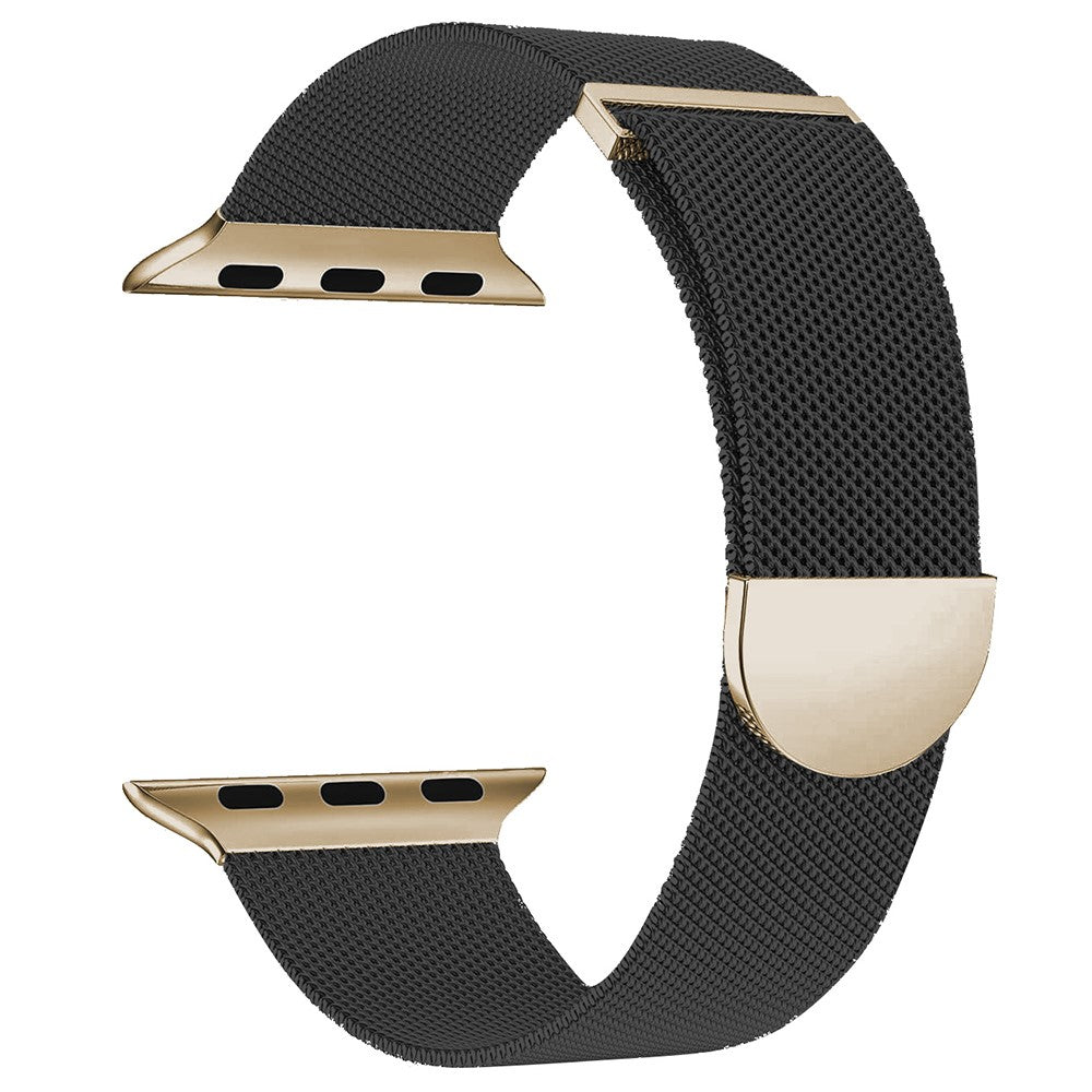 KALEBOL Apple Watch Series 41mm - 40mm - 38mm Milanese Metal Watchband - Black / Gold#serie_3