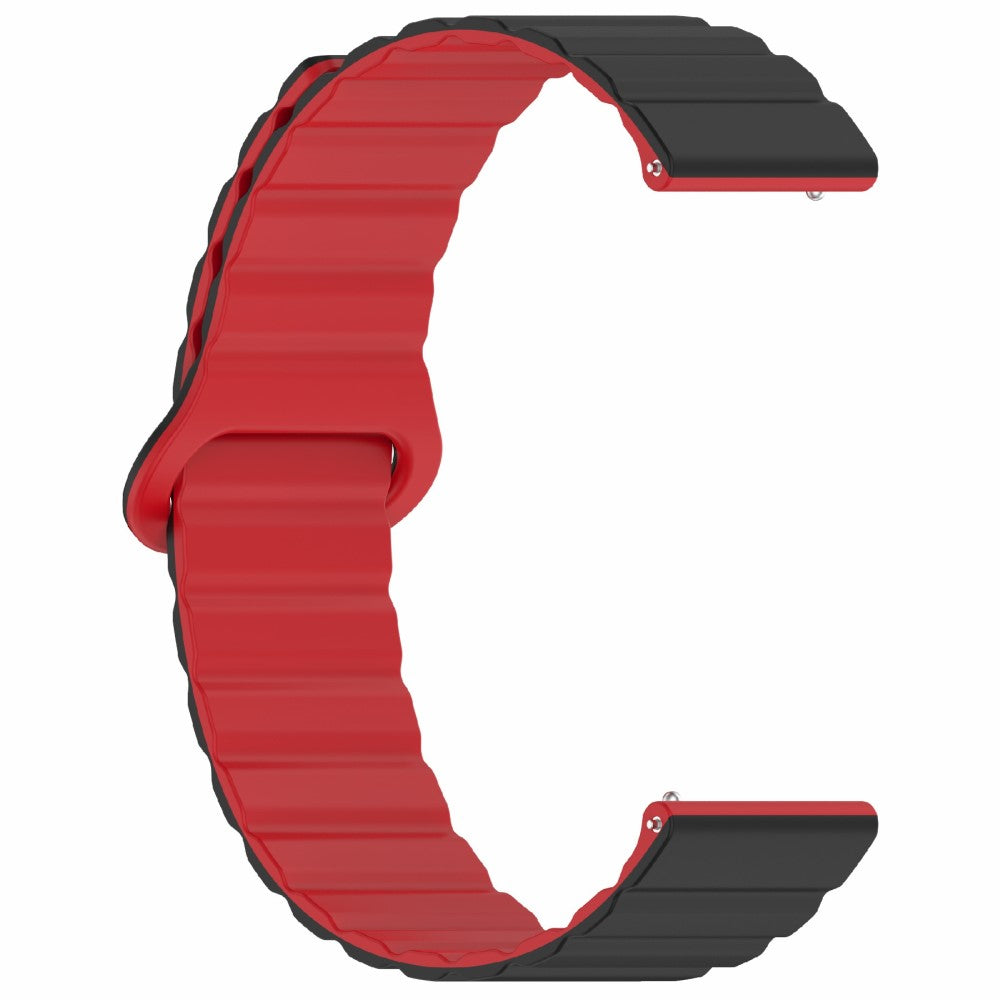 Garmin Forerunner 255S Magnetic Silicone Band Universal 18mm Adjustable Watch Strap - Black+Red#serie_1