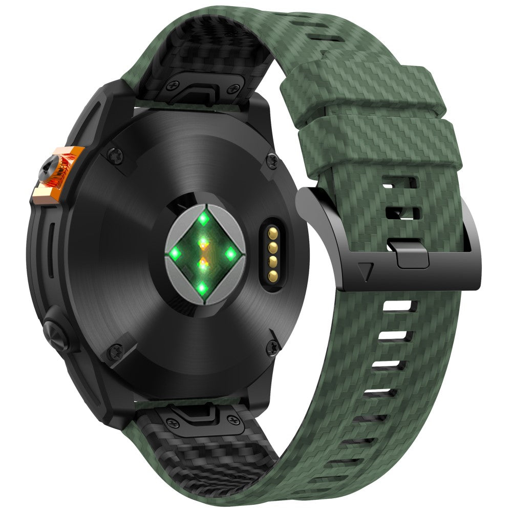 Garmin Fenix 7X Quickfit 26mm Carbon Fiber Texture Watch Strap Adjustable Silicone Band - Army Green+Black#serie_9