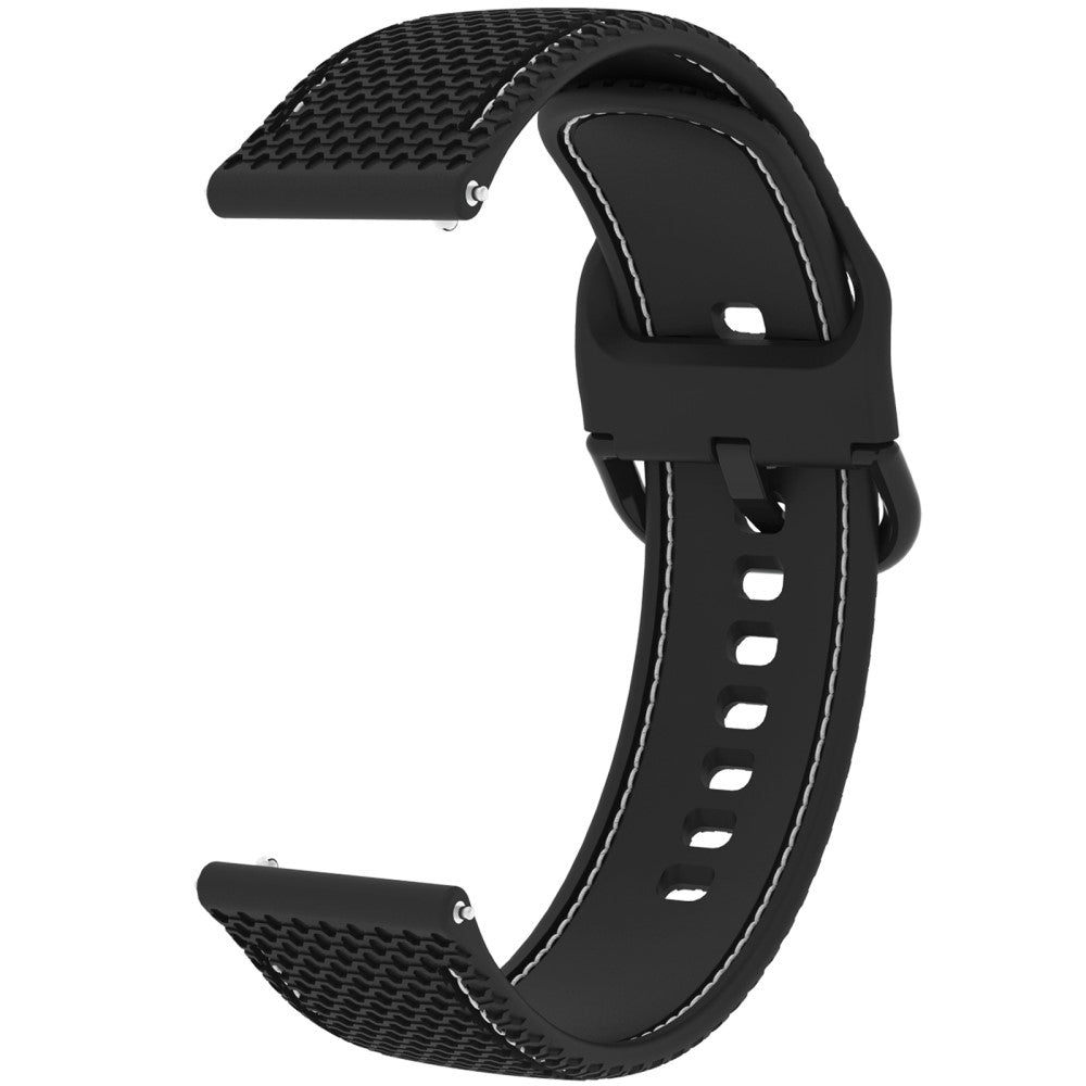 Samsung Galaxy Watch3 45mm / Garmin Forerunner 265 / Venu 3 Stitching Line Silicone Watch Band 22mm Wrist Strap - Black+White Line#serie_3