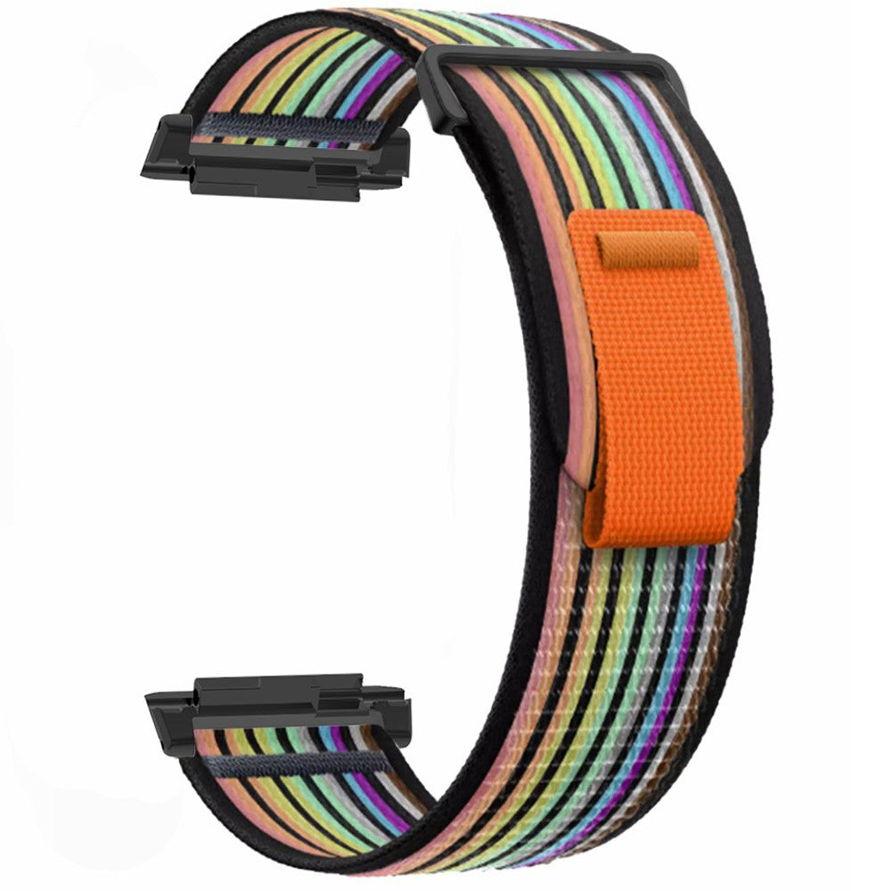 Xiaomi Watch H1 Nylon Watch Band Adjustable Loop Fastener Strap - Black+Rainbow#serie_3