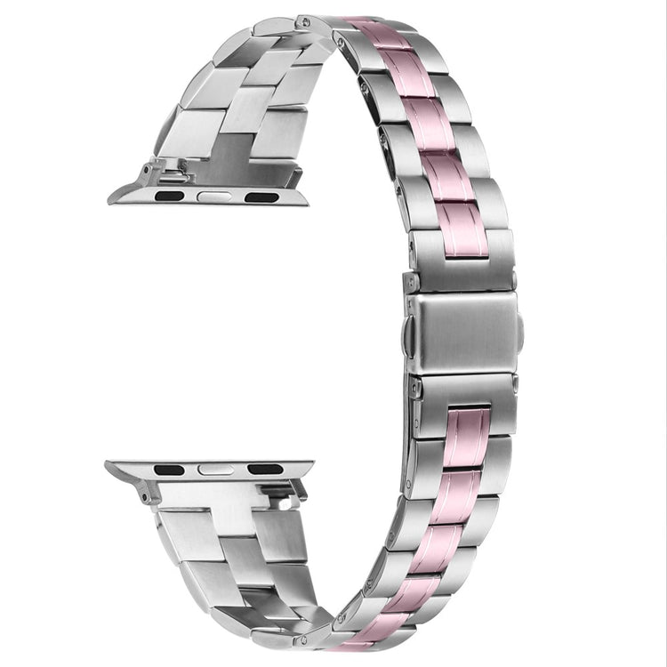 Apple Watch Series 41mm - 40mm - 38mm Watch Band Stainless Steel - Silver+Rose Pink#serie_4