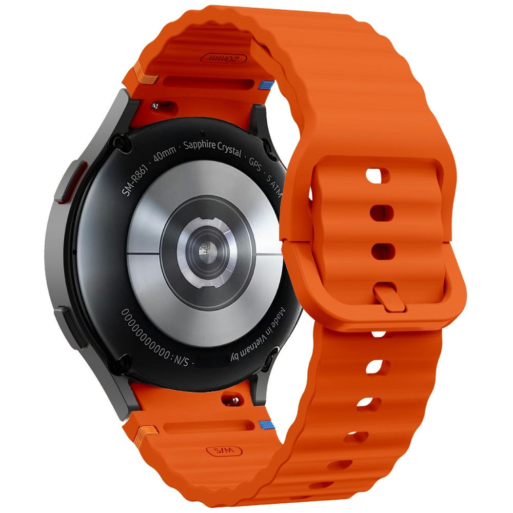 KALEBOL Samsung Galaxy Watch7 44mm 40mm / Watch FE 40mm Silicone Watch Band Wave Shape Wrist Strap - Orange#serie_2