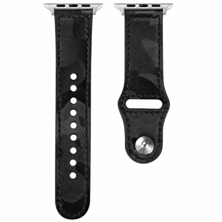 KALEBOL Apple Watch Series 41mm - 40mm - 38mm Genuine Cow Leather Strap Camouflage - Black#serie_1