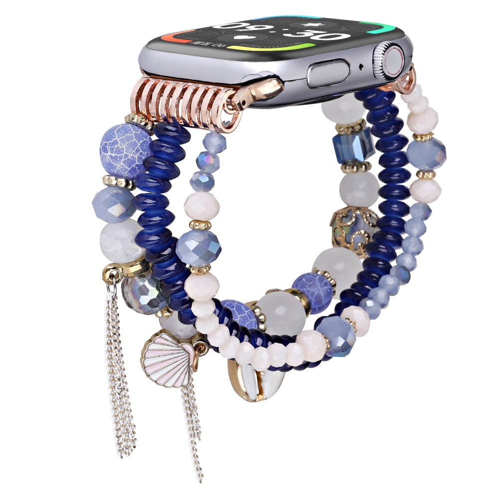 Apple Watch Series 49mm - 45mm - 44mm - 42mm Shell Beads Bands Three Rows - Blue#serie_2