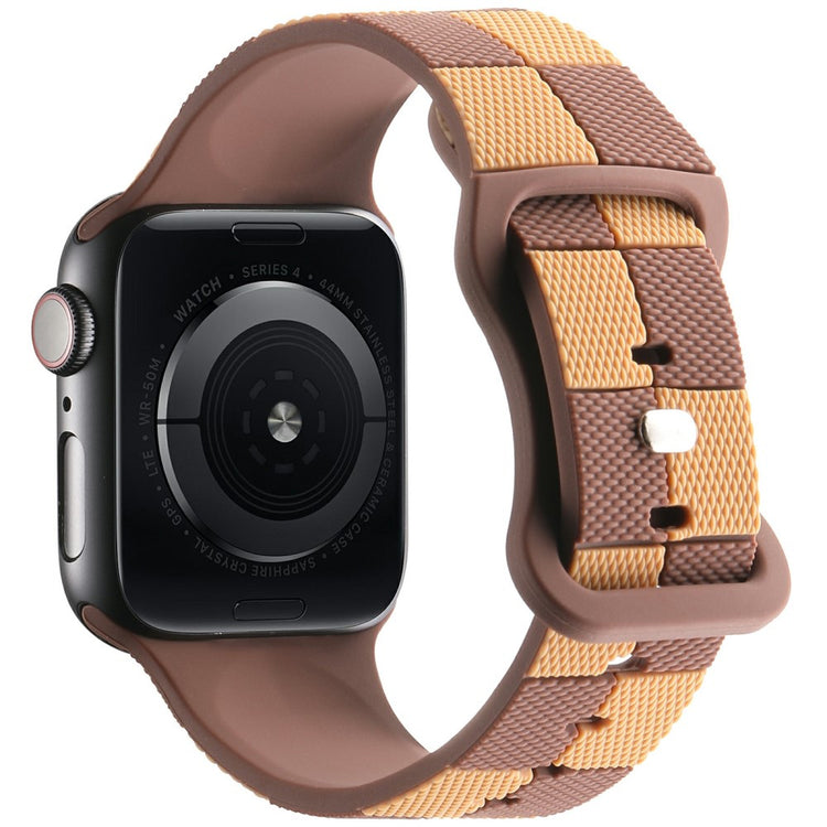 Apple Watch Series 49mm - 45mm - 44mm - 42mm Checkerboard Silicone Band - Brown#serie_1