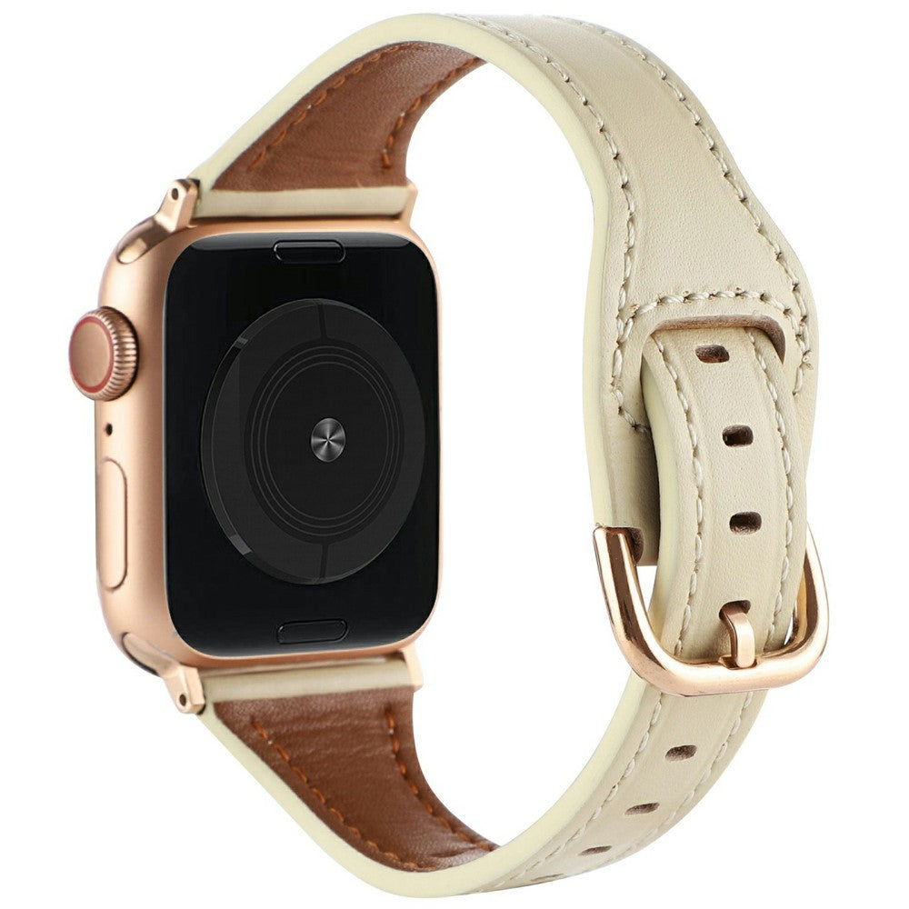 Apple Watch Series 49mm - 45mm - 44mm - 42mm Watch Strap - Beige+Rose Gold Buckle#serie_4