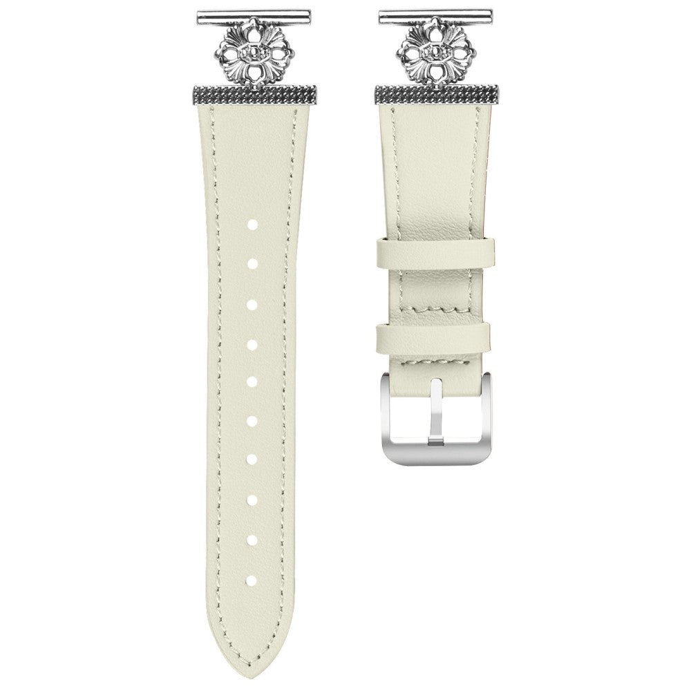 Huami Amazfit Pop Pro Watch Band Genuine Cow Leather Flower Decor Adjustable Strap - White#serie_1