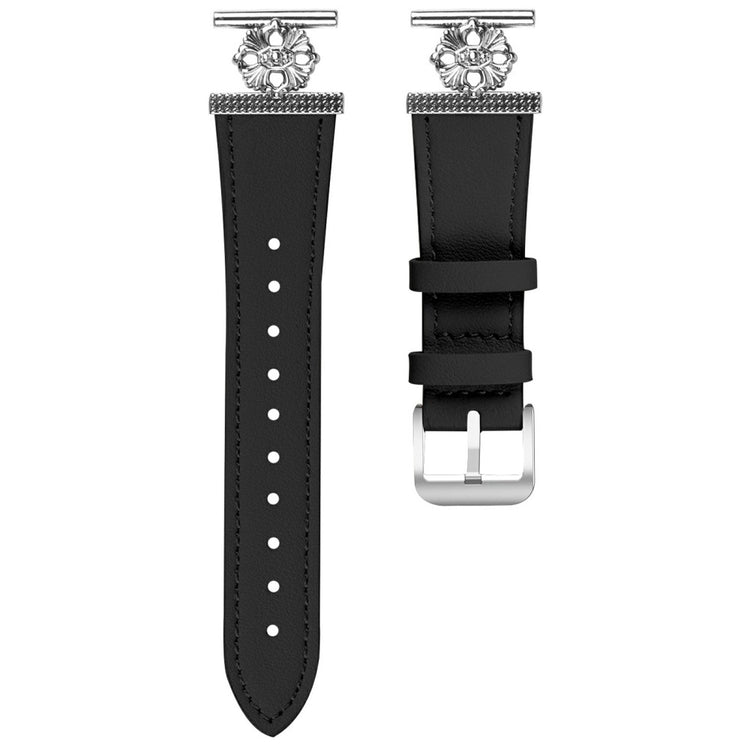 Huawei Watch GT 3 42mm Watch Band Genuine Cow Leather Flower Decor Adjustable Strap - Black#serie_2