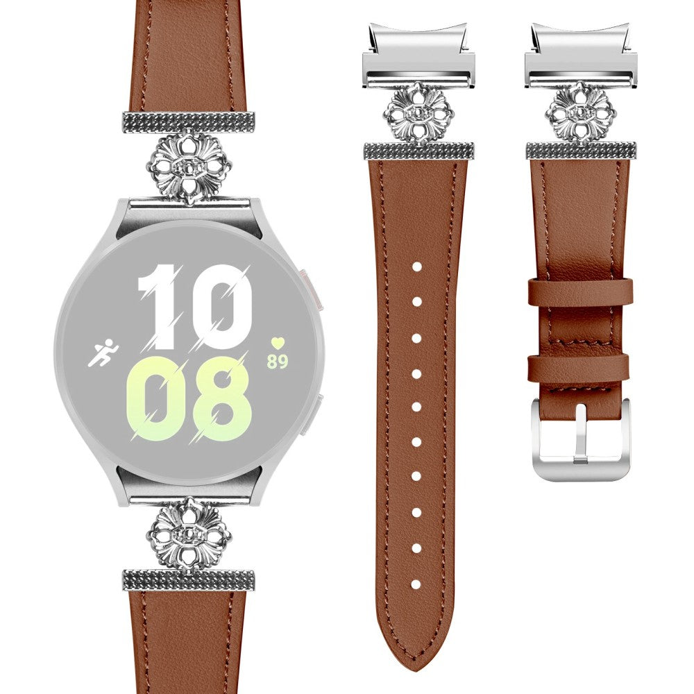 Watch Band for Samsung Galaxy Watch6 Genuine Cow Leather Strap with Quick Release Connector - Brown#serie_4