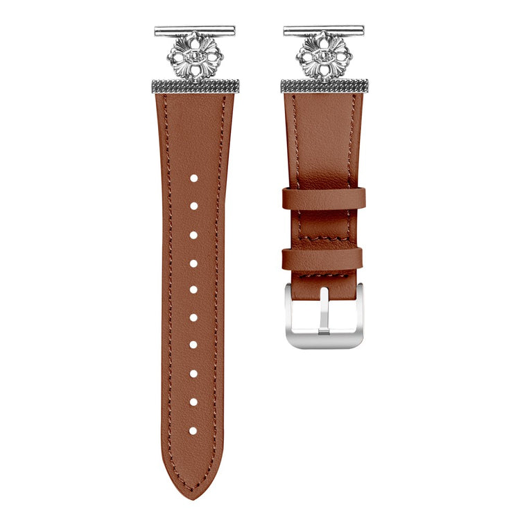 Garmin Instinct 2S Watch Band Genuine Cow Leather Flower Decor Adjustable Strap - Brown#serie_4