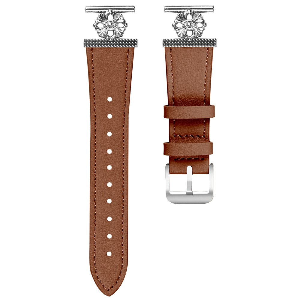 Verizon Gizmo Watch 1 (Men Version) Watch Band Genuine Cow Leather Flower Decor Adjustable Strap - Brown#serie_4