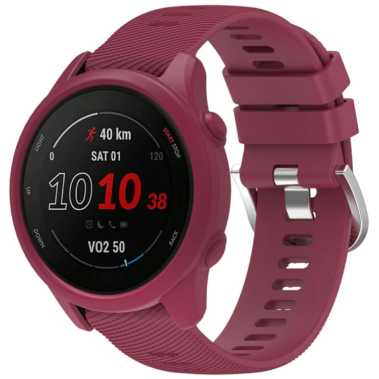 Garmin Forerunner 255 / Forerunner 265 Cross-Texture Silicone Band with Watch Case - Wine Red#serie_7