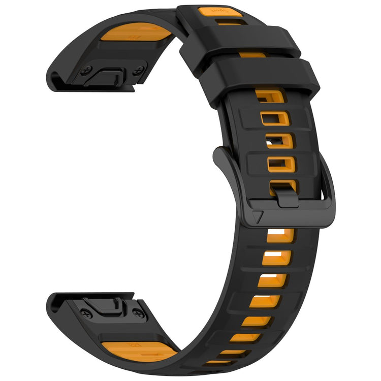 22mm Strap Garmin Fenix 8 47mm / Fenix E 47mm / Quatix 7 Pro Universal Silicone Watch Band - Black+Orange#serie_4