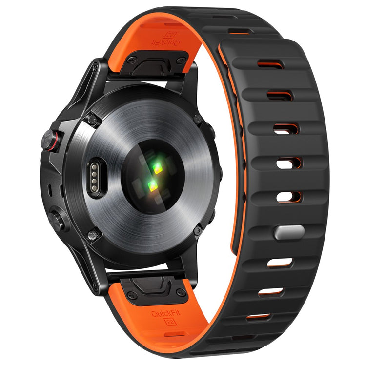 Silicone Strap Garmin Fenix 8 51mm / Enduro 3 / Enduro 2 26mm Quick Release Magnetic Watch Band - Black+Orange#serie_1