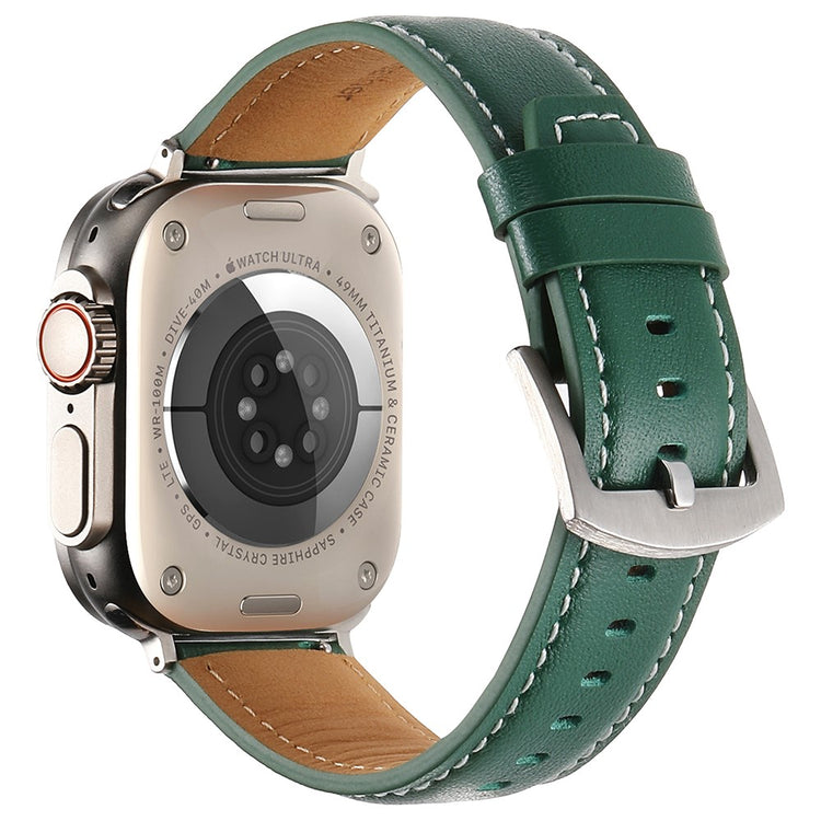 Strap Apple Watch Series 49mm - 45mm - 44mm - 42mm Genuine Cow Leather Band - Green#serie_4