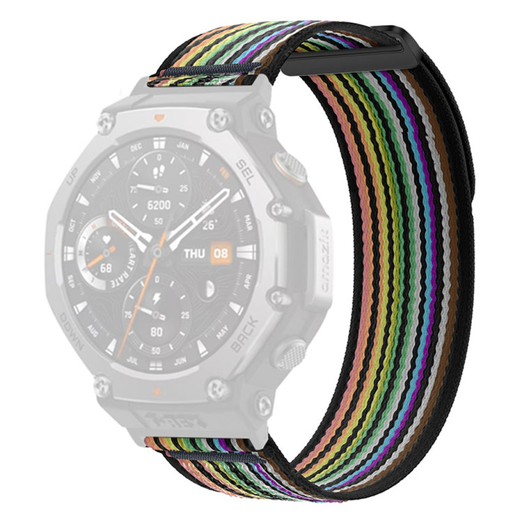 Huami Amazfit T-Rex 3 Watch Strap Nylon Loop Adjustable Wrist Band with Connector - Black / Rainbow#serie_3