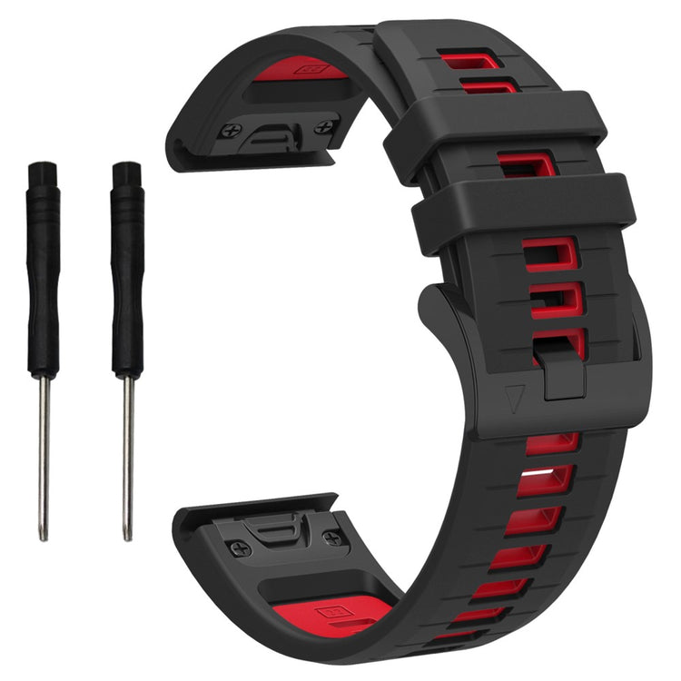 Garmin Fenix 8 47mm / Fenix E 47mm / Fenix 7 Quick Release Watch Band Dual Color 22mm Silicone Wrist Strap - Black  /  Red#serie_6