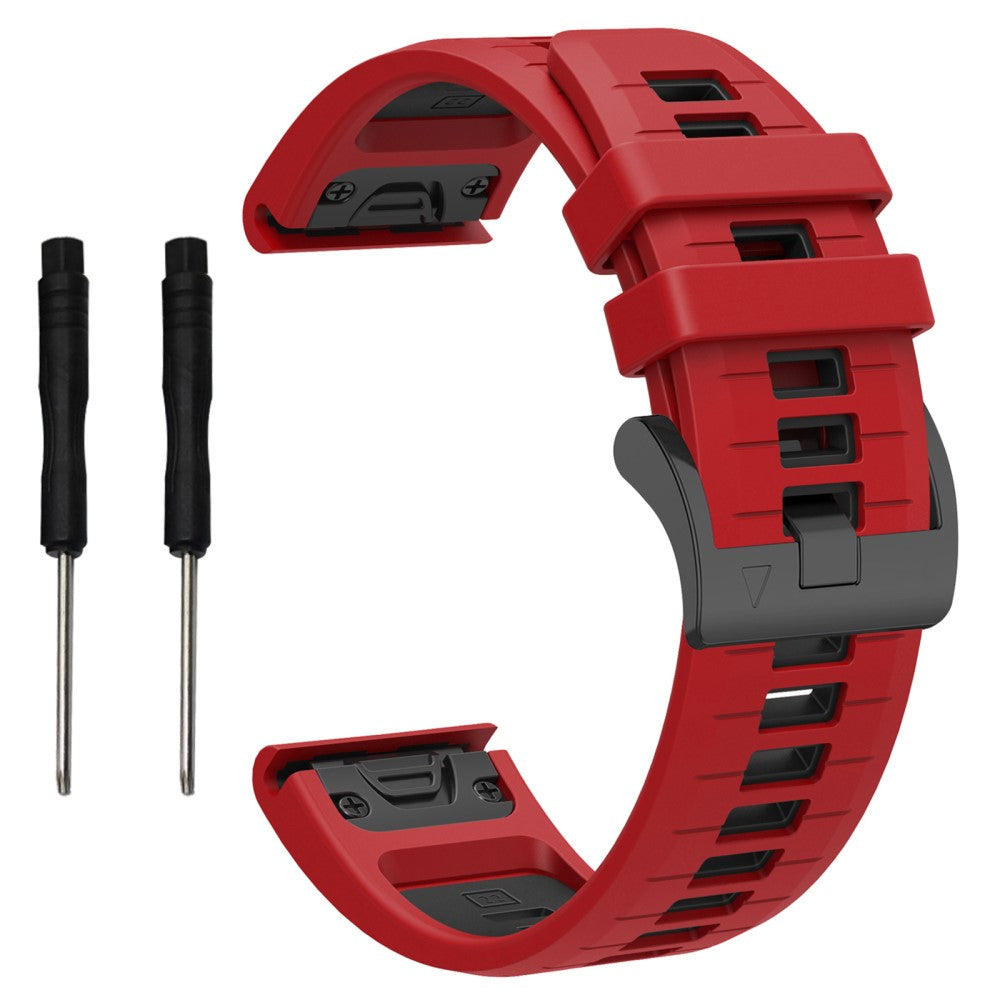 Garmin Fenix 8 47mm / Fenix E 47mm / Fenix 7 Quick Release Watch Band Dual Color 22mm Silicone Wrist Strap - Red  /  Black#serie_10