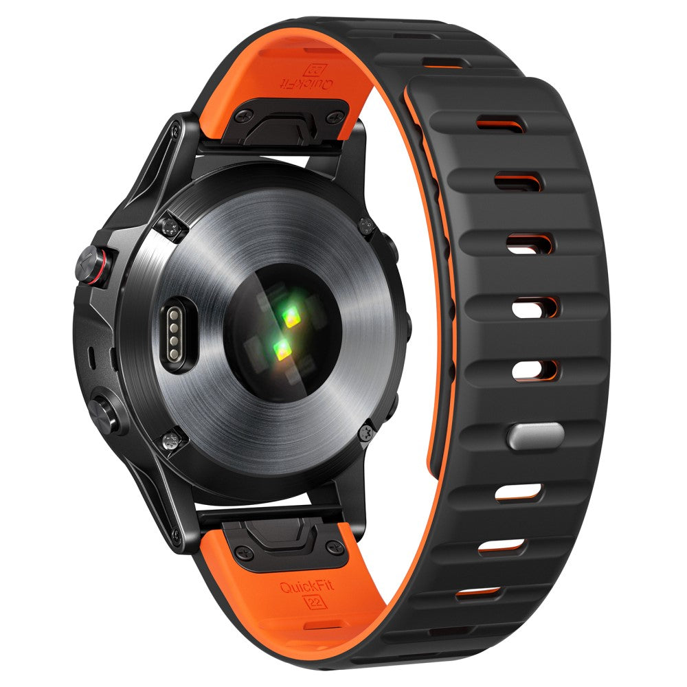 22mm Magnetic Strap Garmin Fenix 8 47mm / Fenix E 47mm / Quatix 7 Pro Silicone Watch Band - Black+Orange#serie_2