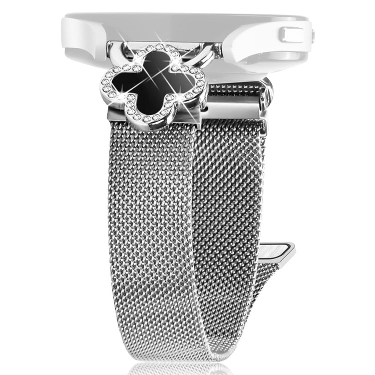 Garmin D2 Air X10 / Bounce Milanese Band Stainless Steel Magnetic Watch Strap with Clover Connector, Size: S - Silver / Black#serie_2