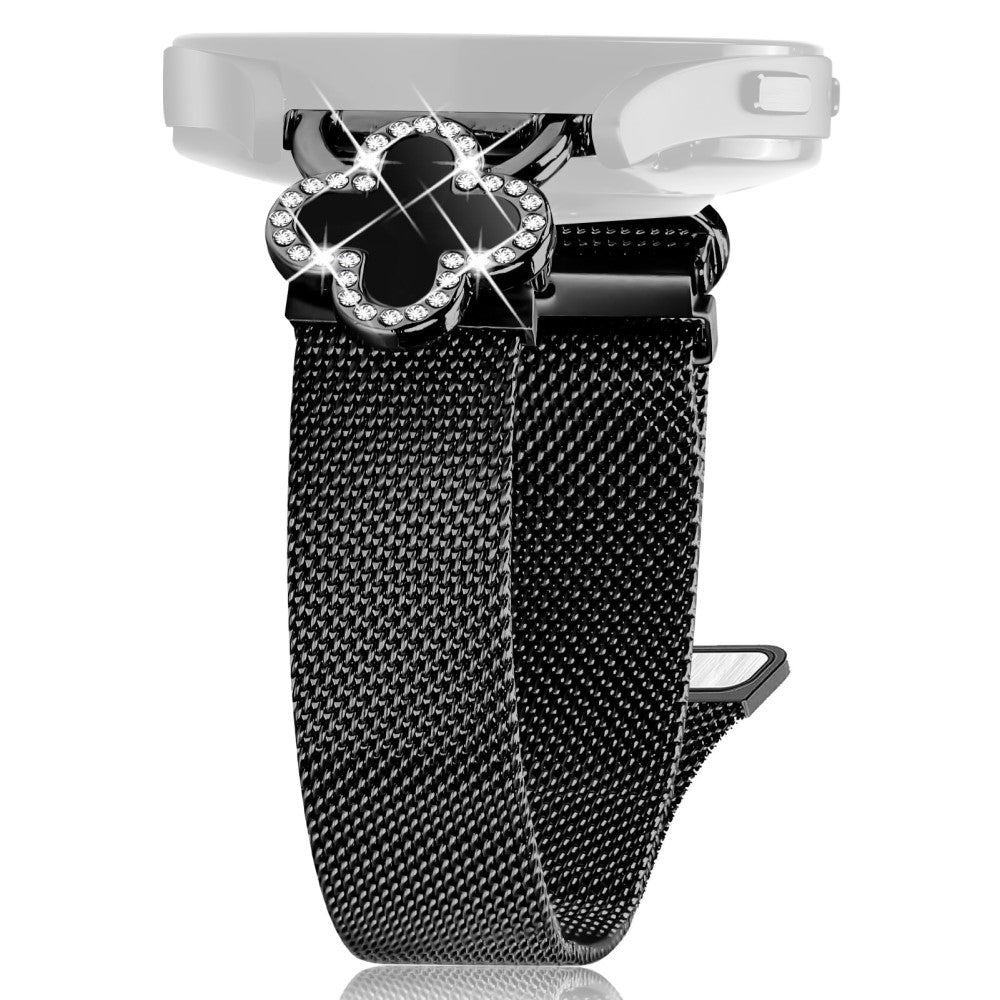 Garmin vivoactive 5 / Garminactive 5 Milanese Band Electroplated Watch Strap Clover Decor, Size: S - Black / Black#serie_1