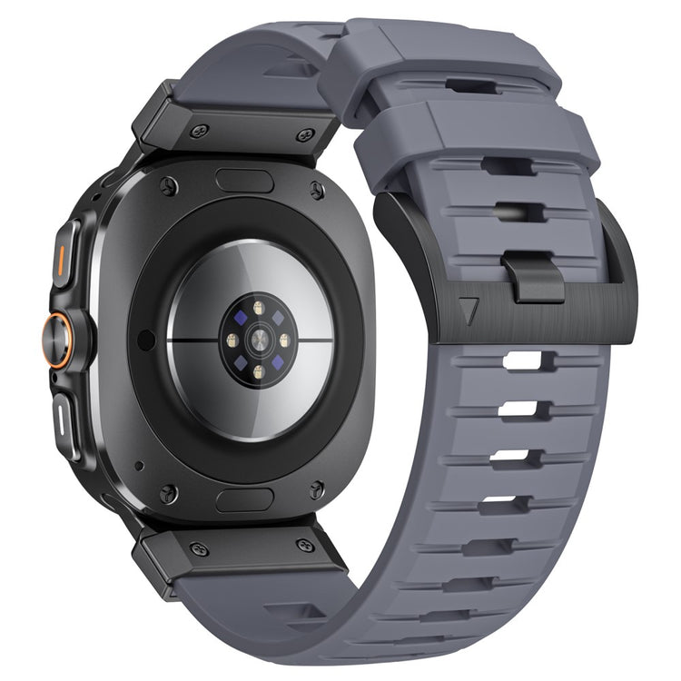 LEMONDA Samsung Galaxy Watch Ultra 47mm Fluorubber Strap Sweatproof Sport Watch Band - Grey / Black Connector#serie_3