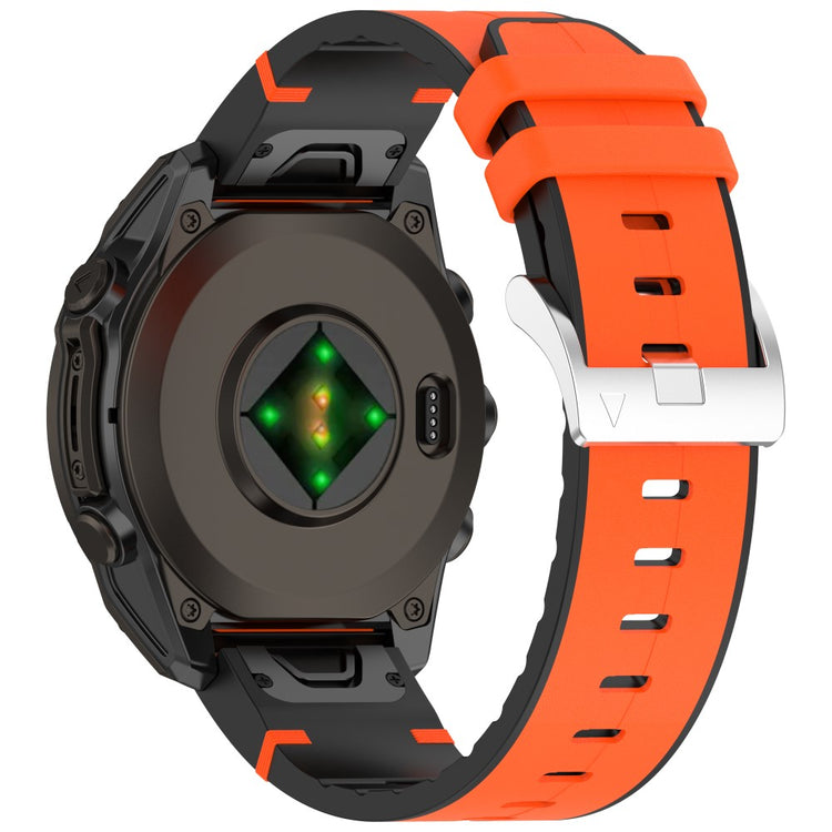 20mm Watch Band Garmin Fenix 8 43mm / Descent MK3i / Fenix 7S Leather Coated Silicone Adjustable Length Strap - Orange#serie_2