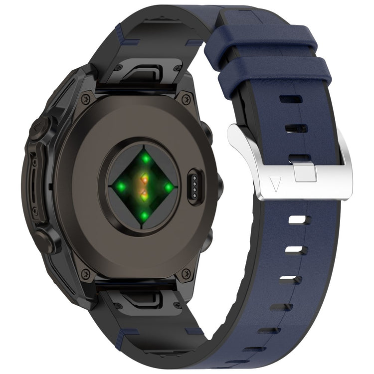 20mm Watch Band Garmin Fenix 8 43mm / Descent MK3i / Fenix 7S Leather Coated Silicone Adjustable Length Strap - Dark Blue#serie_5