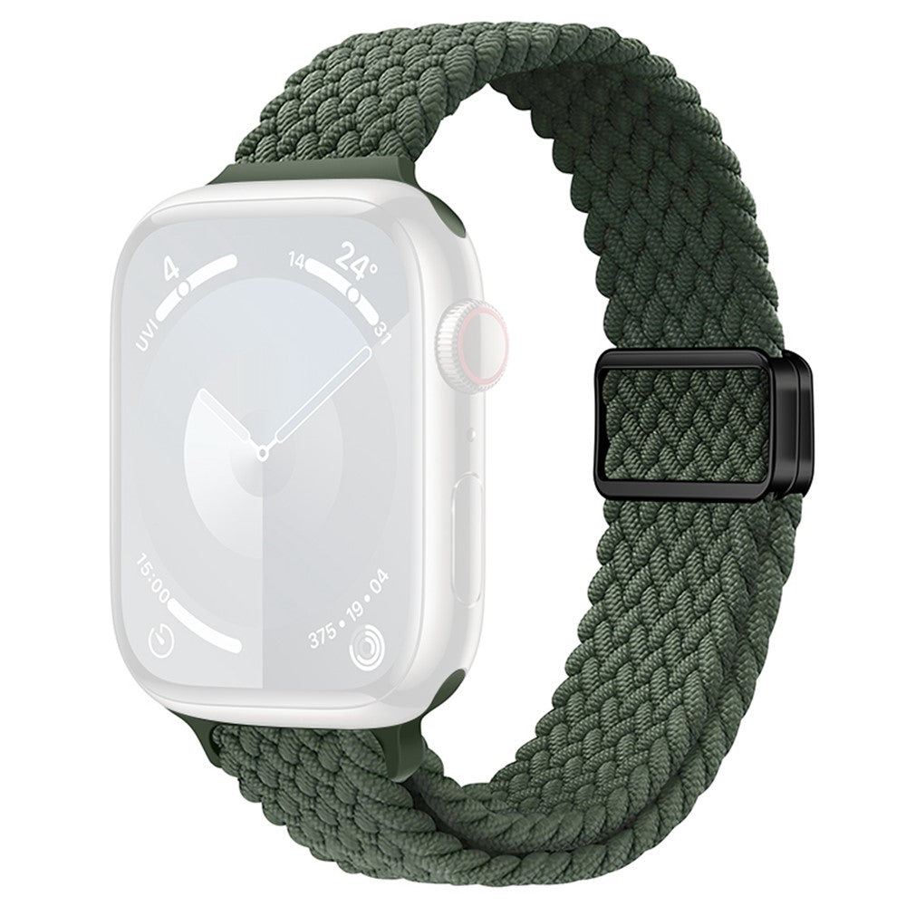 KALEBOL Braided Watch Strap Apple Watch Series 10 46mm Magnetic Nylon Wristbands - Dark Olive Green#serie_3