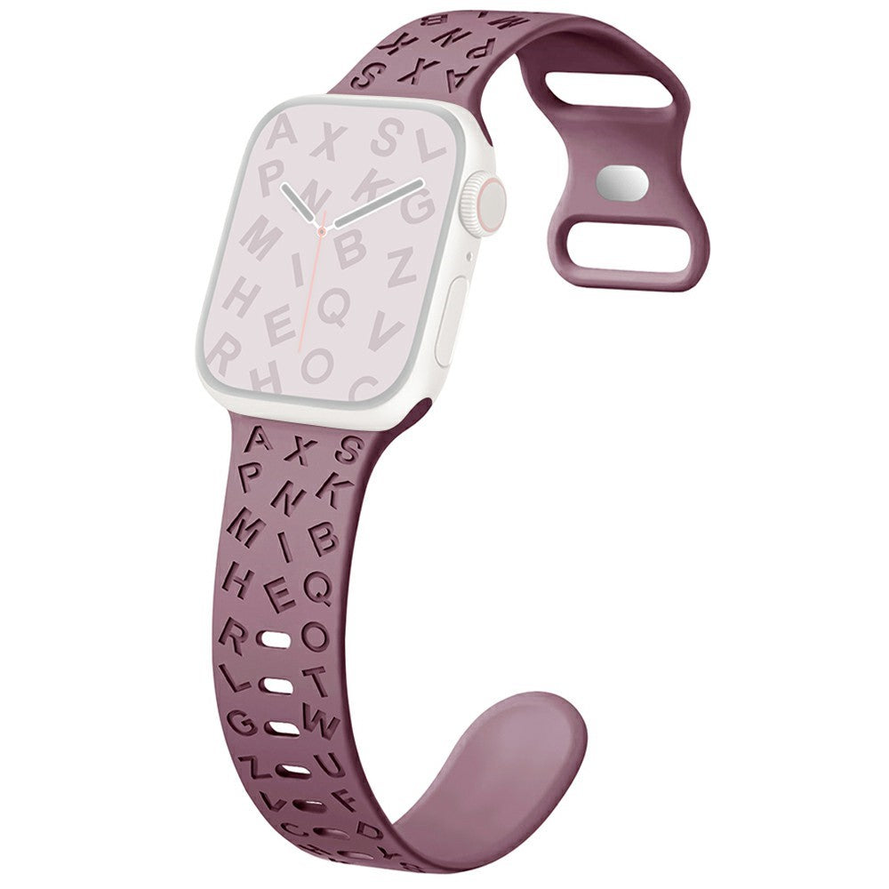 KALEBOL Silicone Band Apple Watch Series 10 46mm Alphabet Pattern Watch Strap - Smoky Purple#serie_1