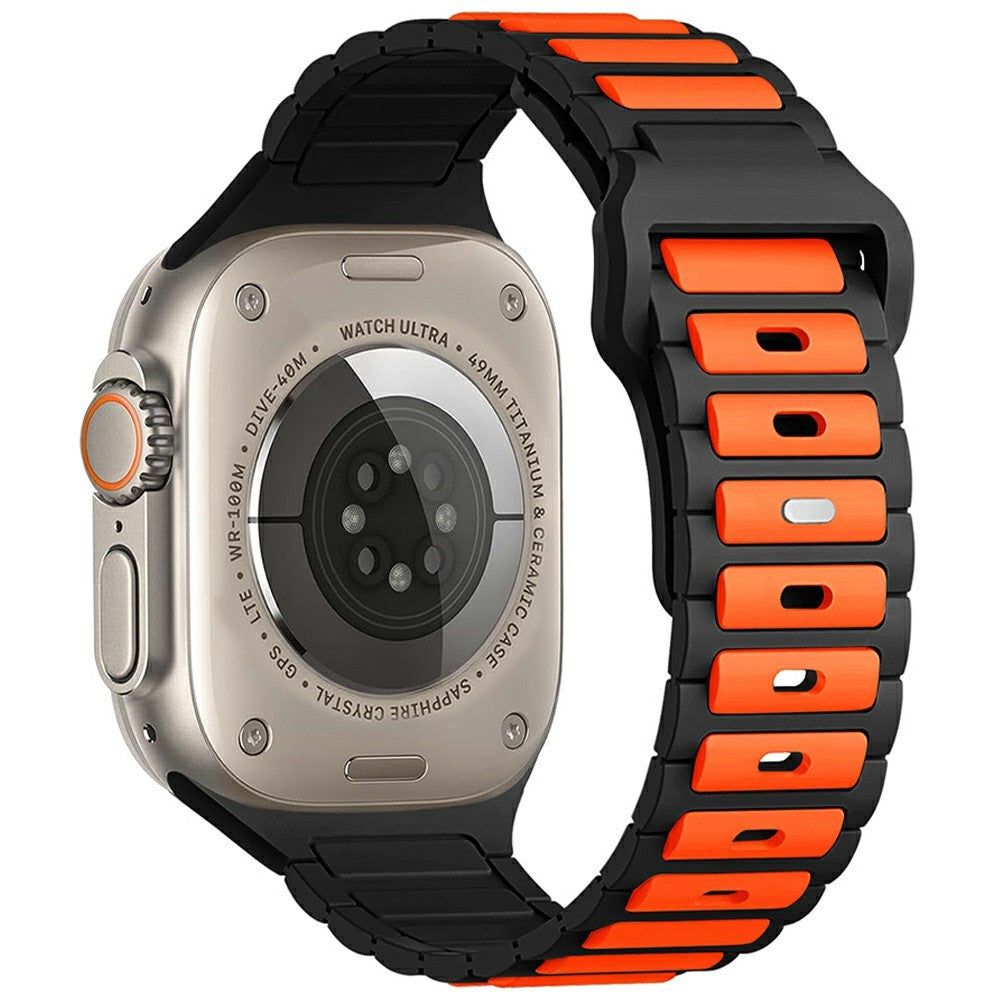 KALEBOL Silicone Watch Strap Apple Watch Series 10 46mm - Orange + Black#serie_1